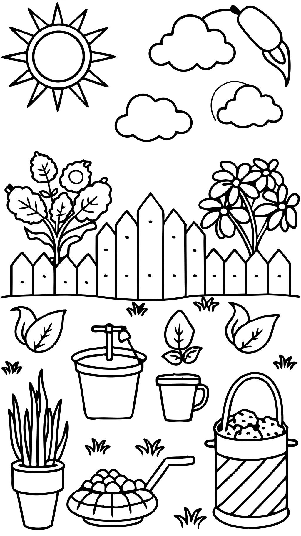 coloriage de modèle de jardin végétal